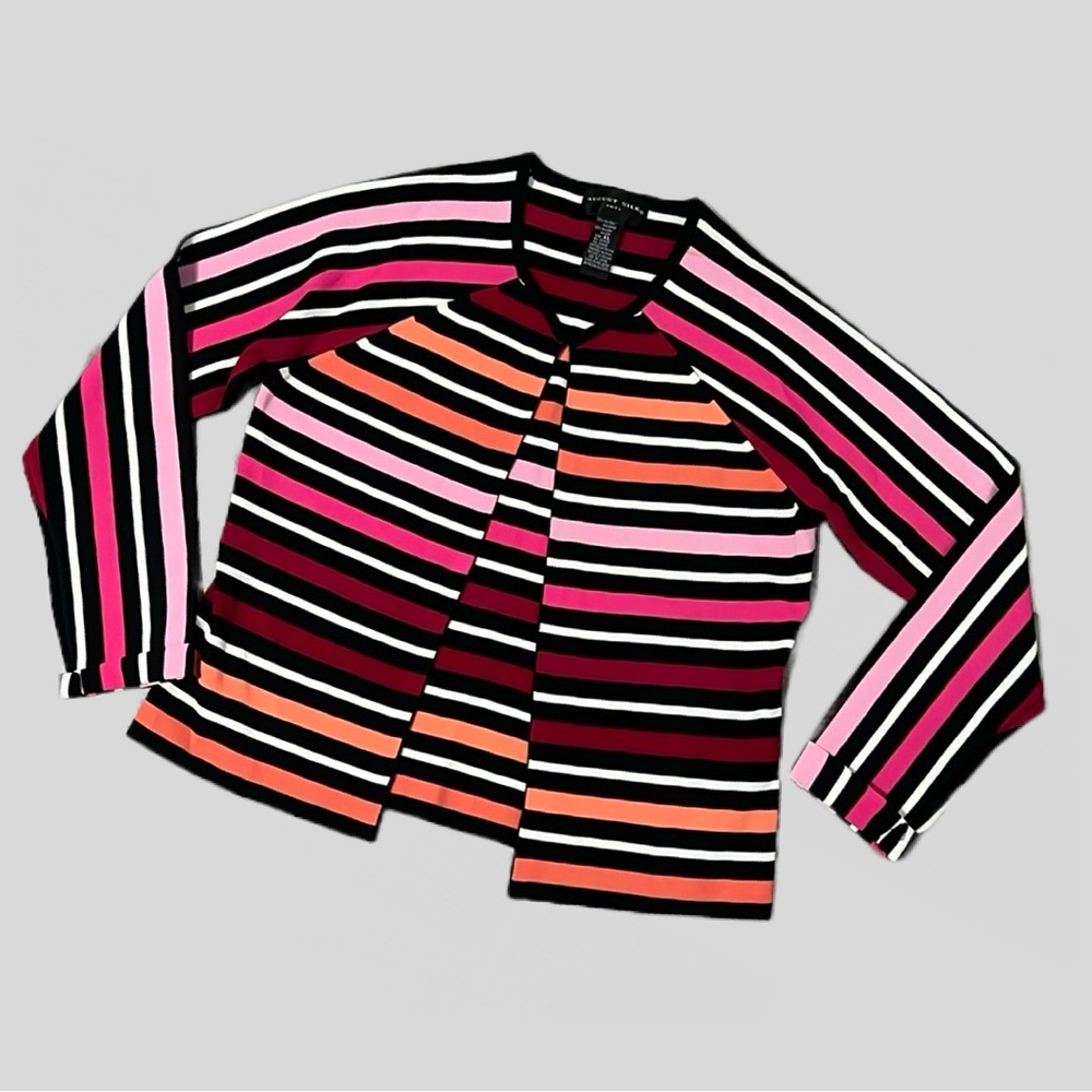 NWOT AUGUST Silk Knits Pink Orange Striped Cardigan Size X Large High Quality